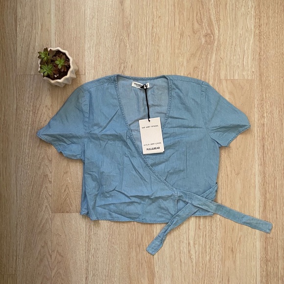 Pull&Bear Tops - Denim Wrap Top ✨